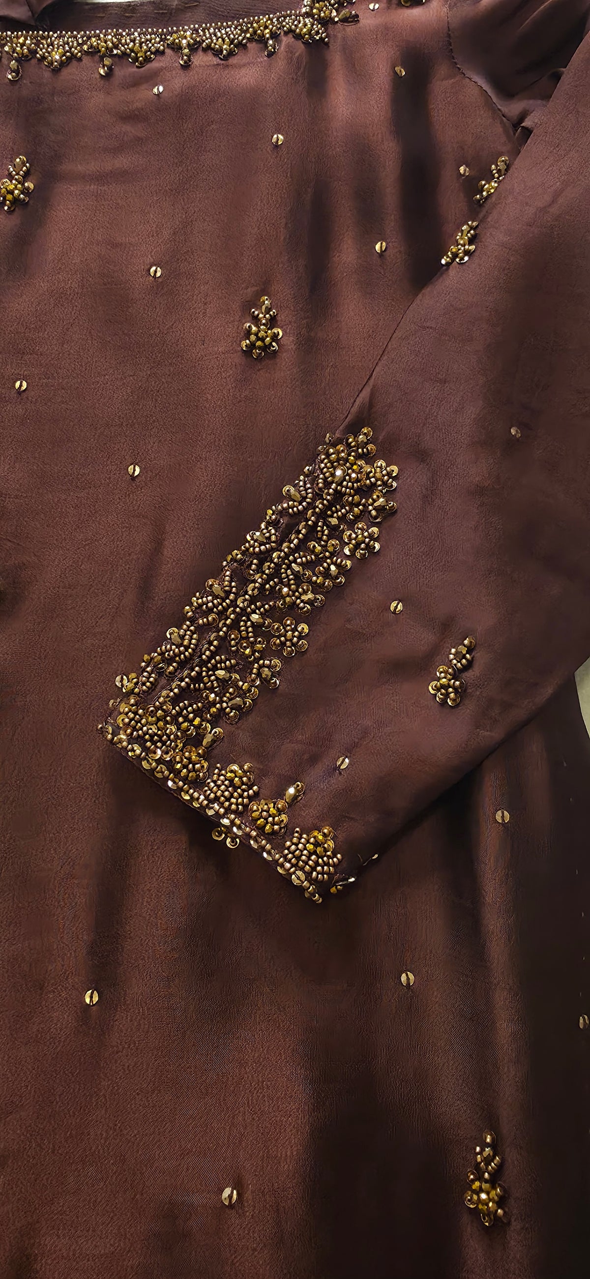 AIMAN- Brown  Embellished 3-Piece Sharara Set